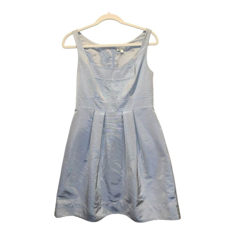 Shoshanna Light Blue Fit & Flare Dress Size 6 Sleeveless Pleated Cotton Blend